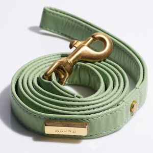 Hound Collection Leather Dog Leash Genuine Leather Gold Bar Logo